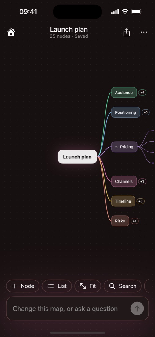 Editing a mind map in Minor AI